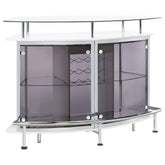 Orleans Furniture - Coaster - Gideon Curved Glass Top Home Bar Cabinet White High Gloss - 182235